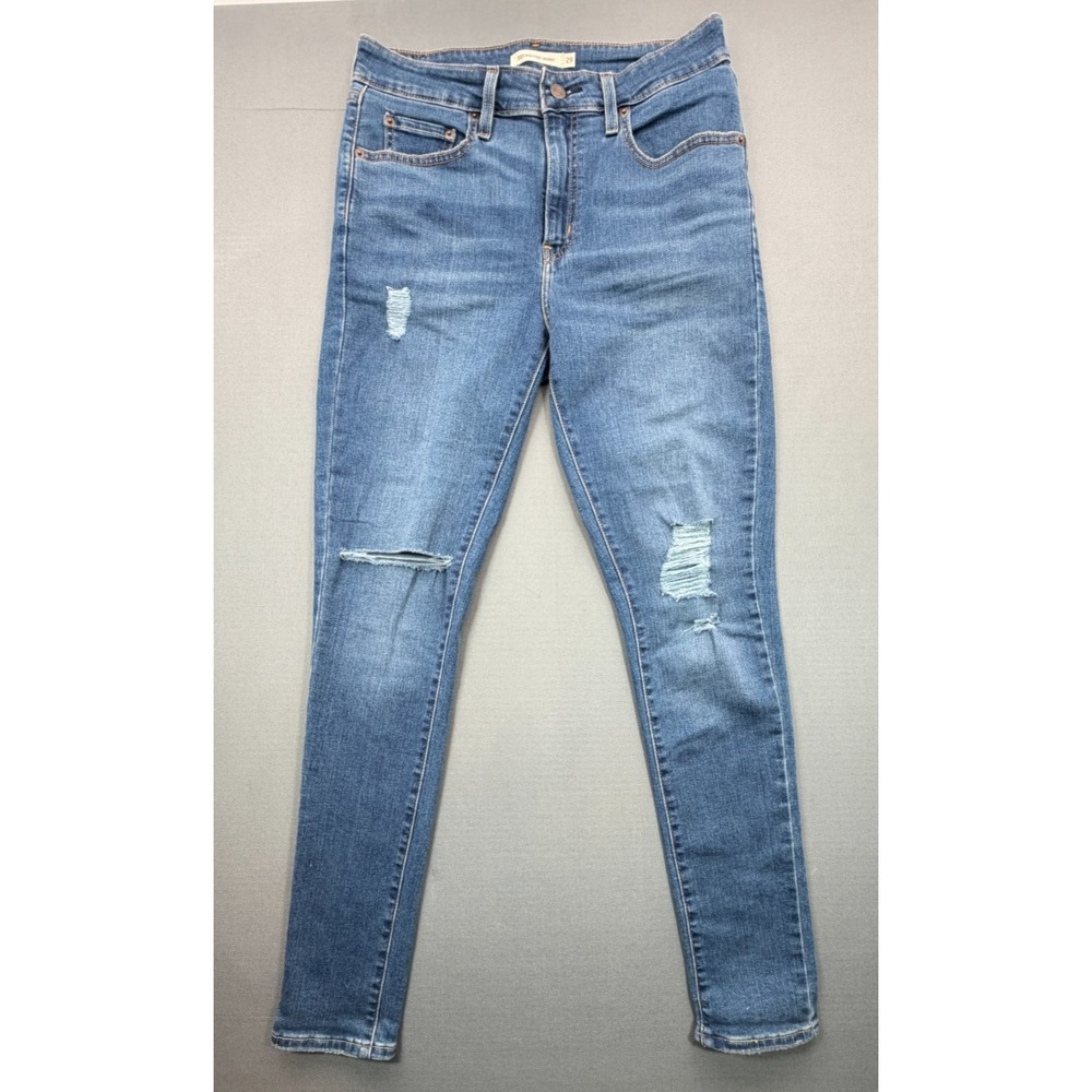 Levis 721 High Rise Skinny Jeans Blue Distressed Denim Pants | Women's 29x30